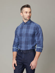 Hayashida Petrol Blue Plaid