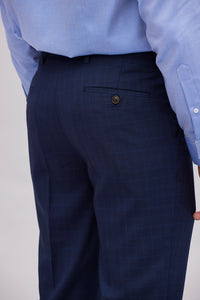 Yuhi Ink Blue Glen Plaid Suit Pants